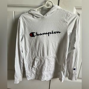 White champion shirt with hoodie